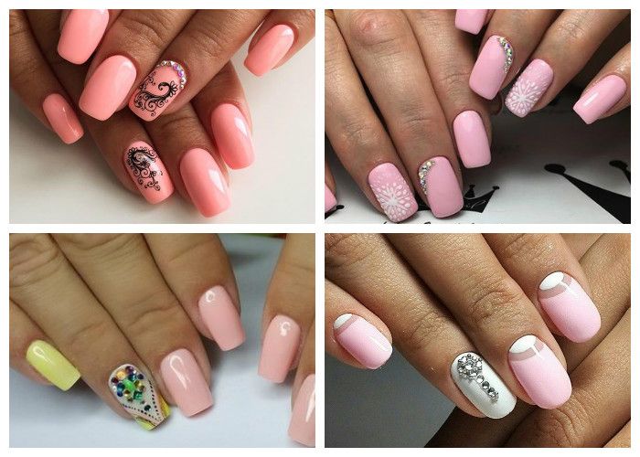 Рисунки на розовых ногтях
