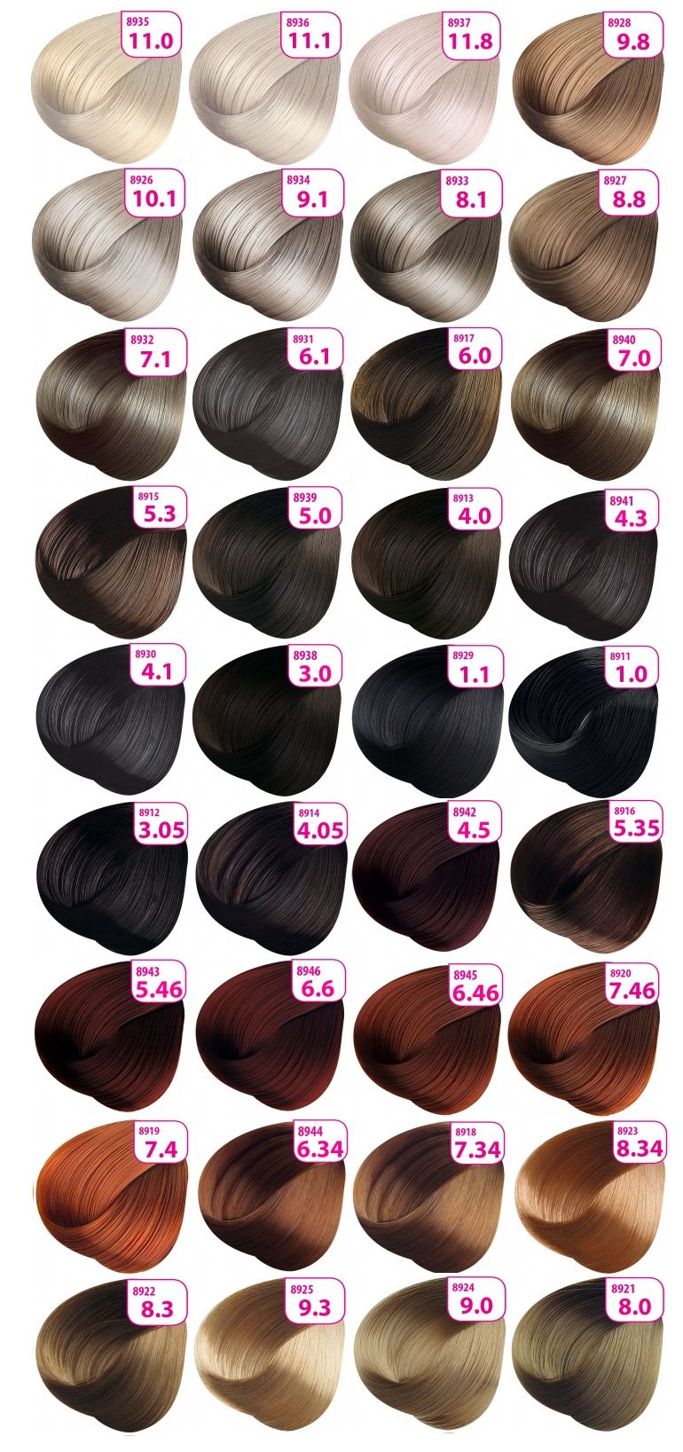 Палитра цветов краски для волос Faberlic Krasa