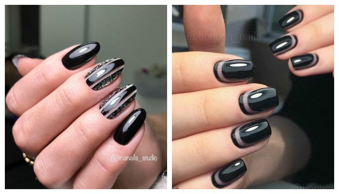 Дизайн ногтей черным лаком