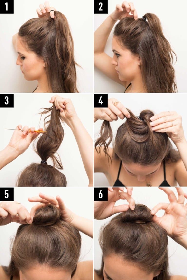 Как сделать прическу с пучком и распущенными волосами, пошаговое фото