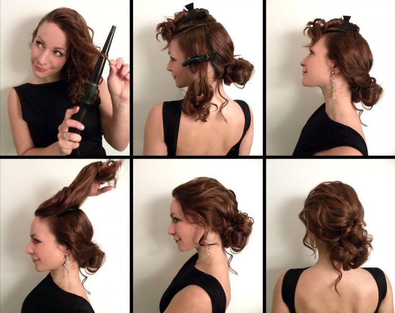 Пошаговые инструкции по выполнению вечерних причесок для средних и длинных волос