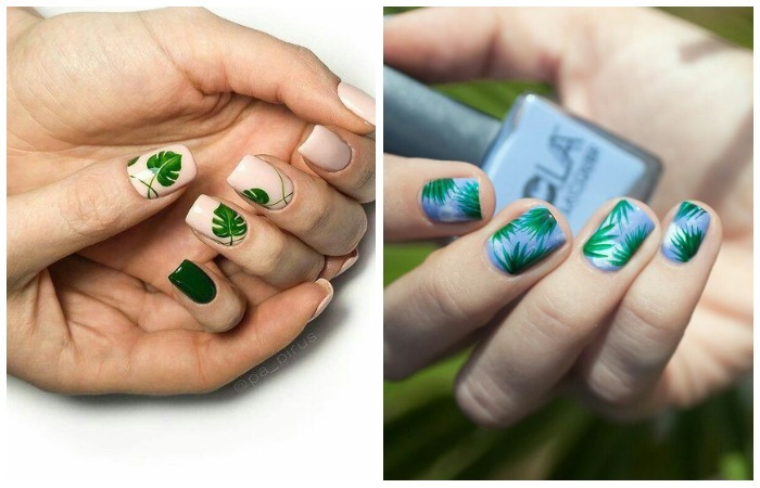 Ногти гель-лаком: новинка дизайна лето 2017 - стиль ботаника, фото