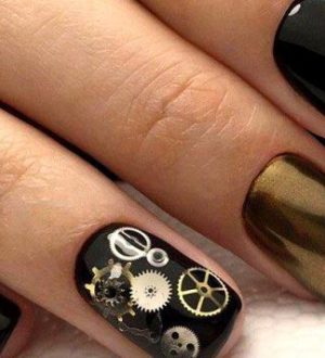 Ультрамодный черный дизайн ногтей