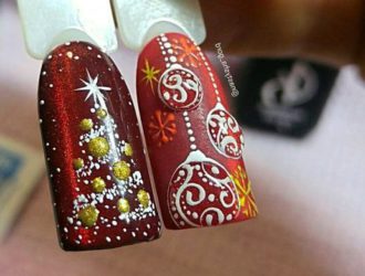 Маникюр елочные игрушки и шары: пошаговое фото