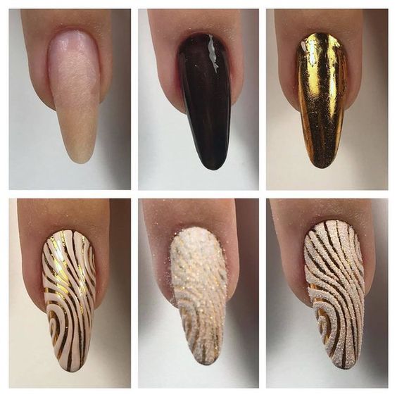 Пошаговые фото дизайна длинных ногтей песком