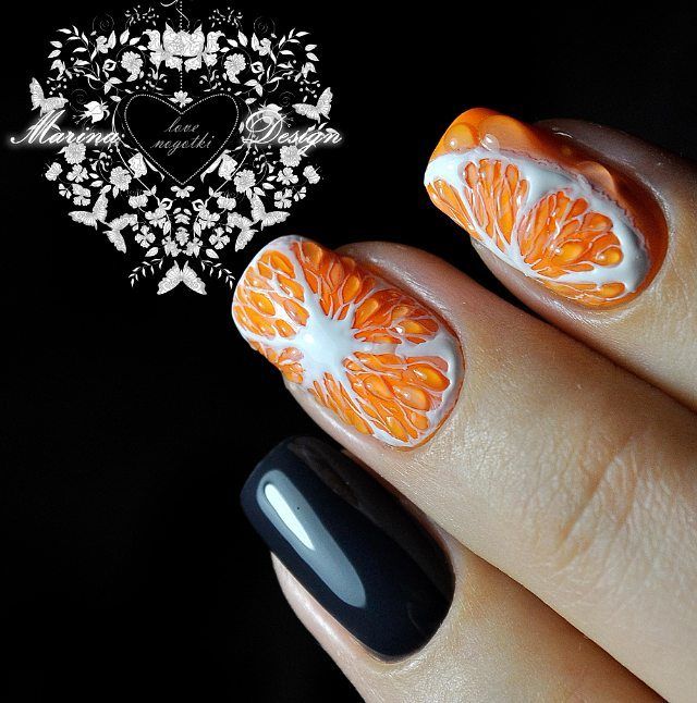 Оранжевый маникюр – 60 дизайнов в оранжевом цвете