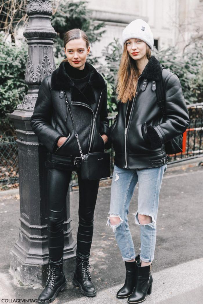 С чем носить черную женскую куртку: модные луки 2018-2019