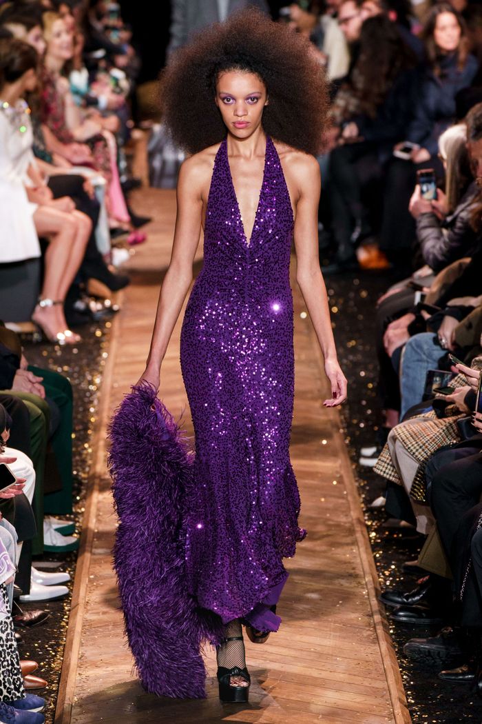 Фиолетовое блестящее платье Michael Kors Collection
