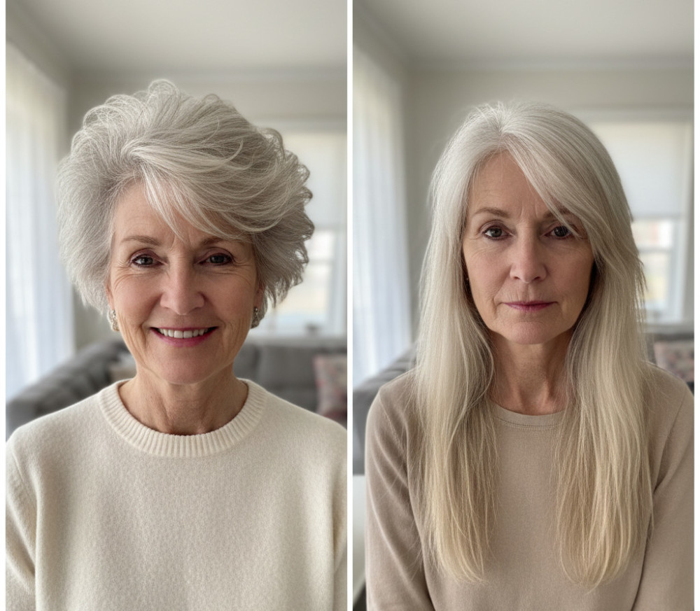 Омолаживающие стрижки для тонких волос до и после.