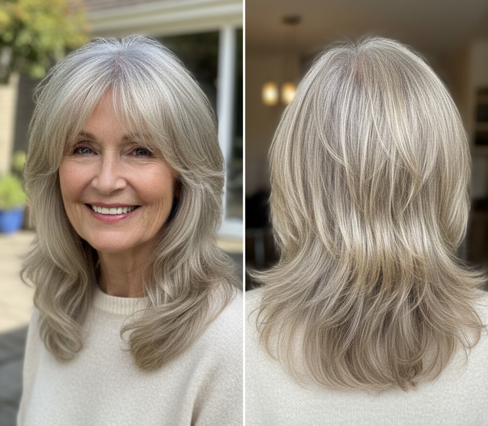 Фото стрижки каскад на тонкие волосы для придания объема после 60.