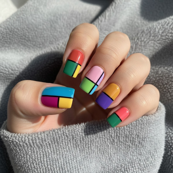 Геометрия из цветных блоков на квадрате