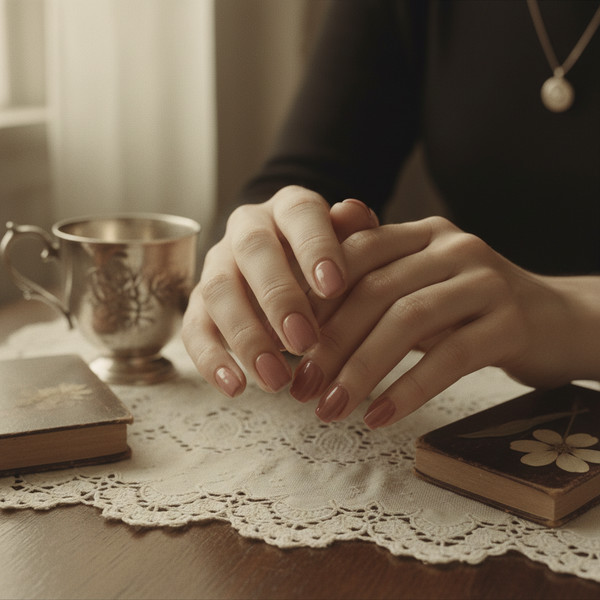 Маникюр 'пыльная роза' на коротких ногтях