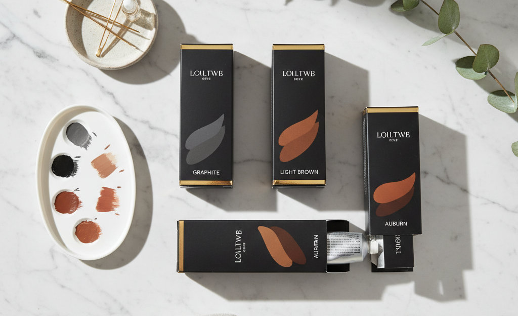 Различные оттенки краски для бровей для правильного выбора цвета.