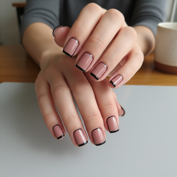 Рамка-дизайн на коротких ногтях