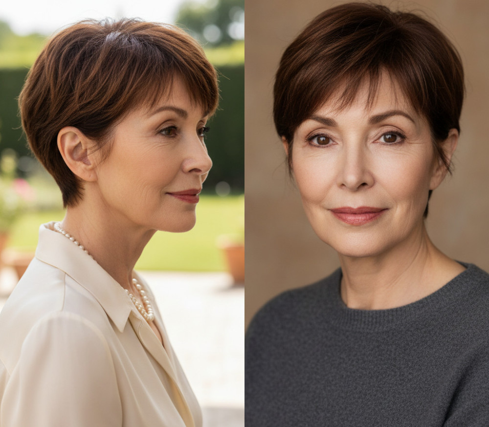 Стрижка гарсон на короткие волосы для женщин за 60 лет фото.