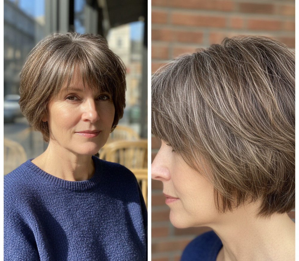 Стрижка гаврош на средние волосы для женщин после 60.