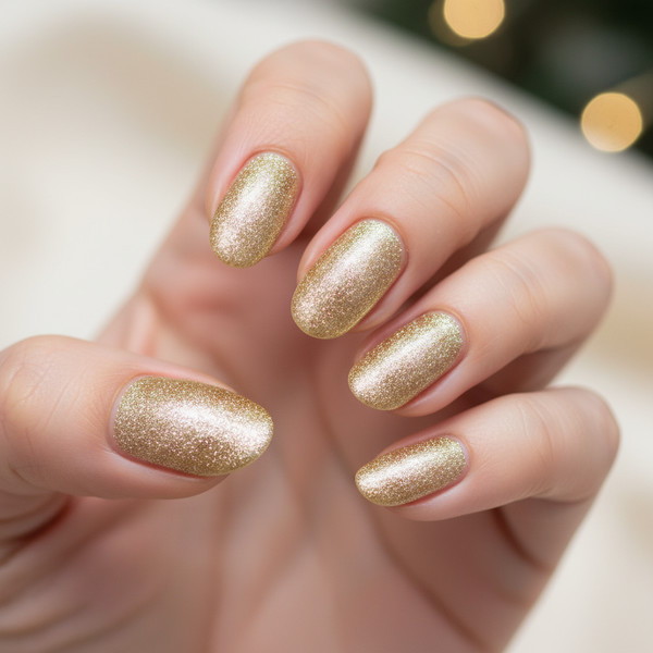 Золотой маникюр на коротких ногтях