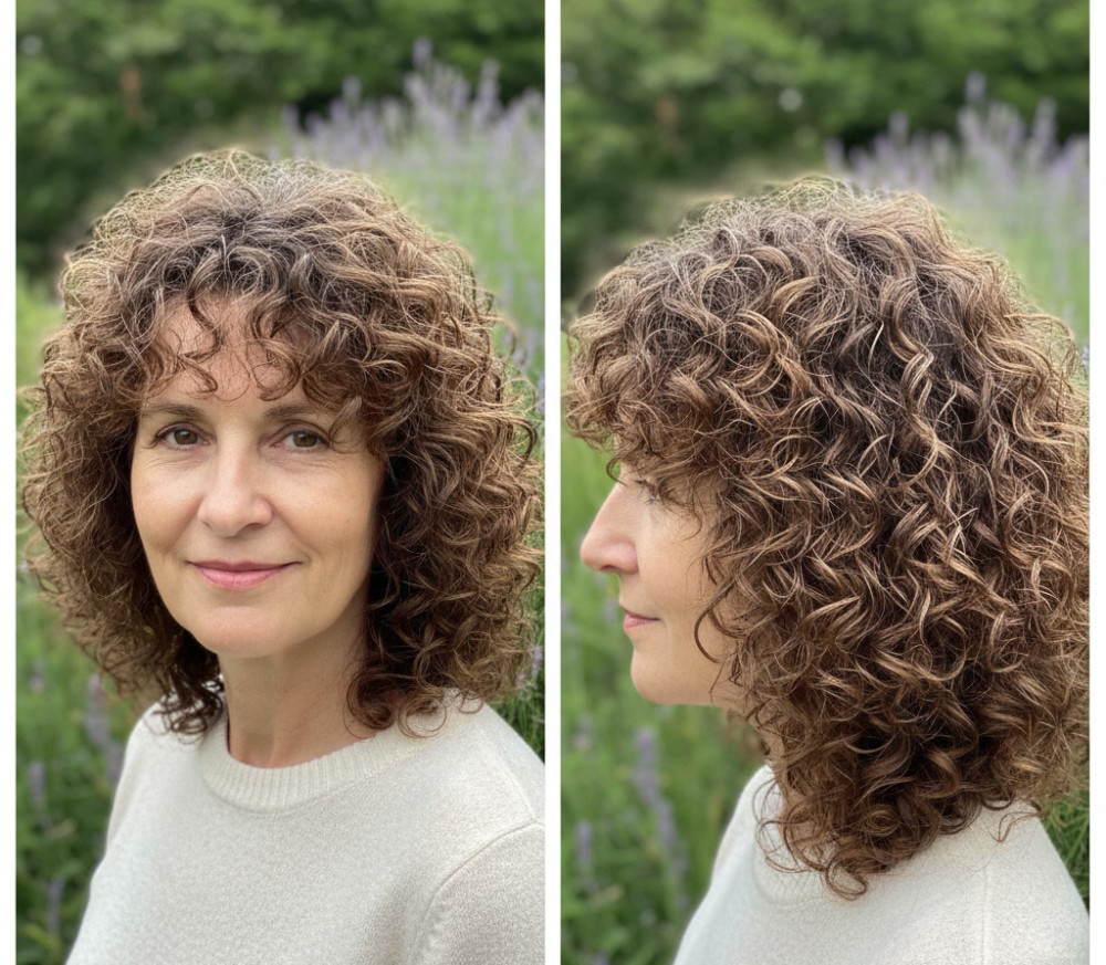 Стрижка для вьющихся волос для женщин после 60.