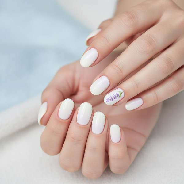 Легкий рисунок на коротких ногтях