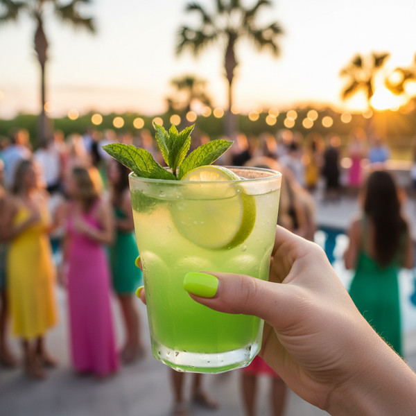 Зеленый лаймовый маникюр на коротких ногтях