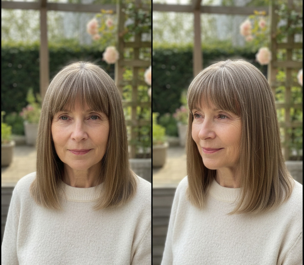 Стрижка удлиненное каре для женщин после 60 лет.