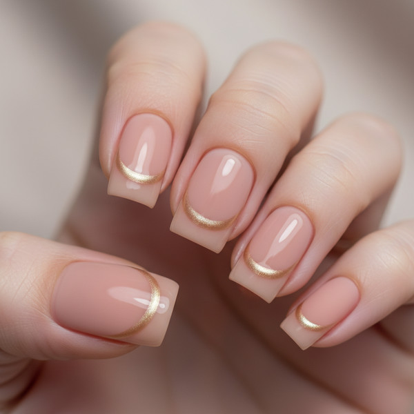 Матовый френч на коротких ногтях