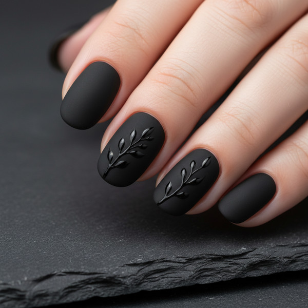 Матовый маникюр с глянцевым рисунком