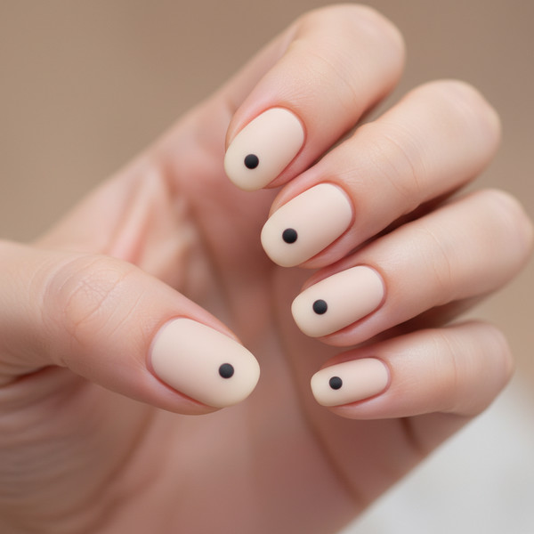 Маникюр с точкой на коротких овальных ногтях