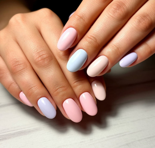 Разноцветный пастельный маникюр
