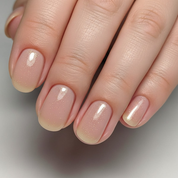 Маникюр с легким шиммером на овале