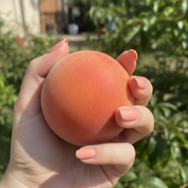 Персиковый маникюр на коротких овальных ногтях