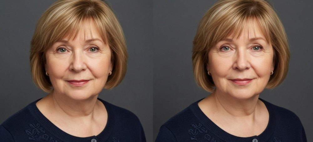 Стрижка пикси для женщин 60+ в очках и с разной укладкой.