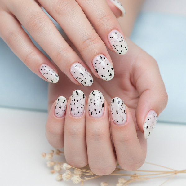 Дизайн 'перепелиное яйцо' на коротких ногтях