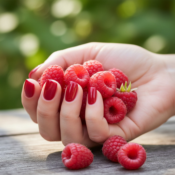 Малиновый маникюр на коротких ногтях