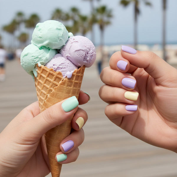 Разноцветный маникюр на коротких ногтях фото