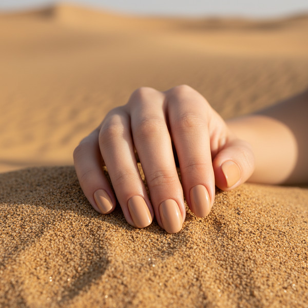 Песочный маникюр на овальных ногтях