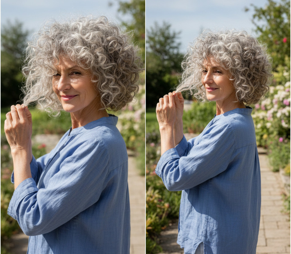 Короткие стрижки для женщин 60 лет на вьющиеся волосы.