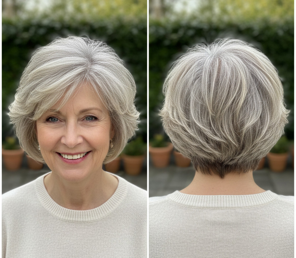 Короткая стрижка для женщин после 60 лет на тонкие волосы.