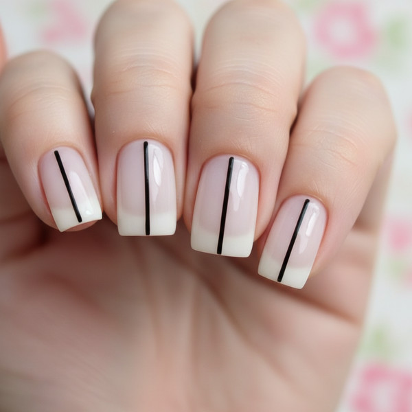 Вертикальная линия на коротких ногтях