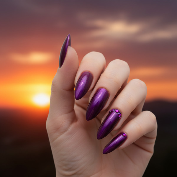 Фиолетовый яркий маникюр