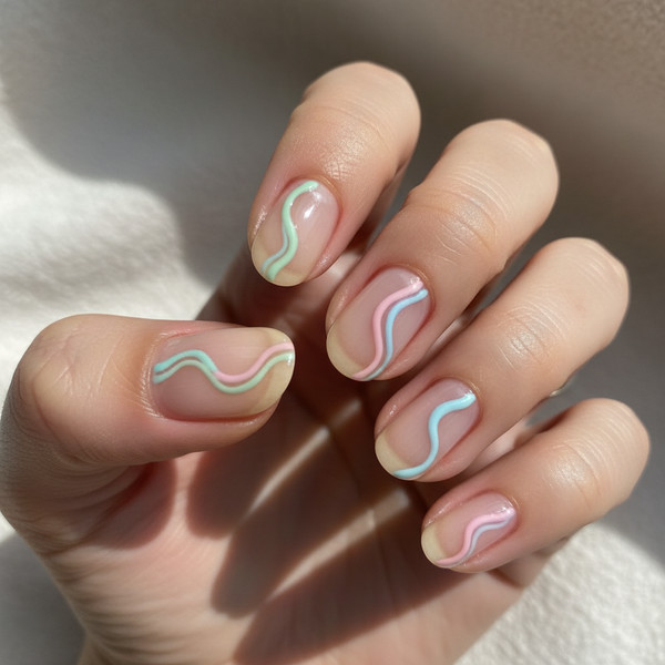 Волнистая линия на коротком ногте