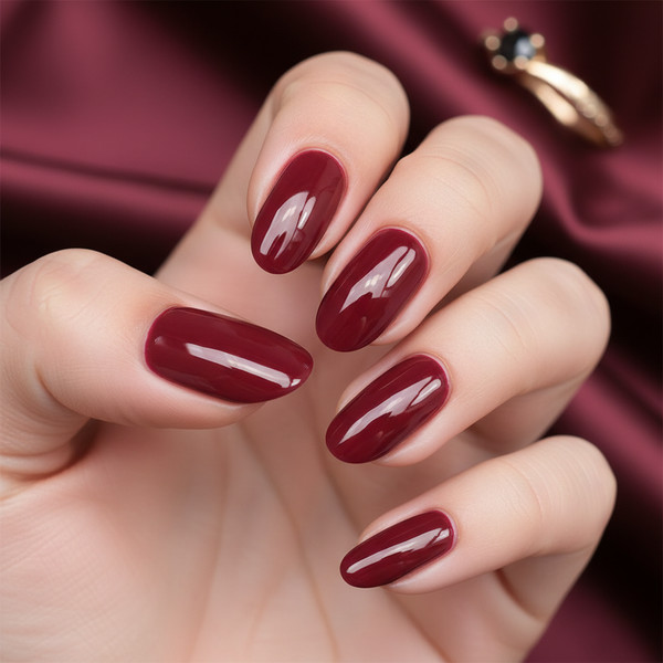 Винный маникюр на коротких ногтях