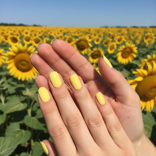 Солнечно-желтый летний маникюр