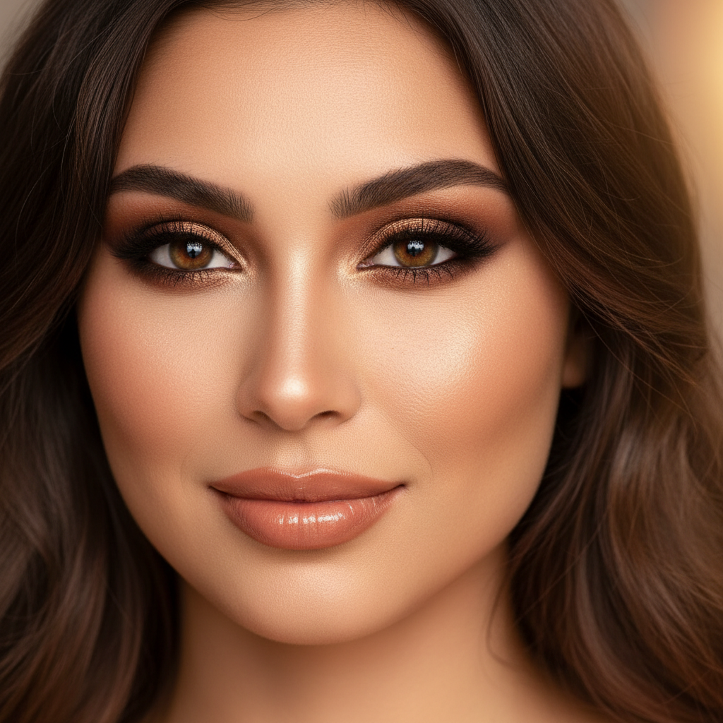 Девушка с карими глазами и красивым коричневым макияжем смоки айс