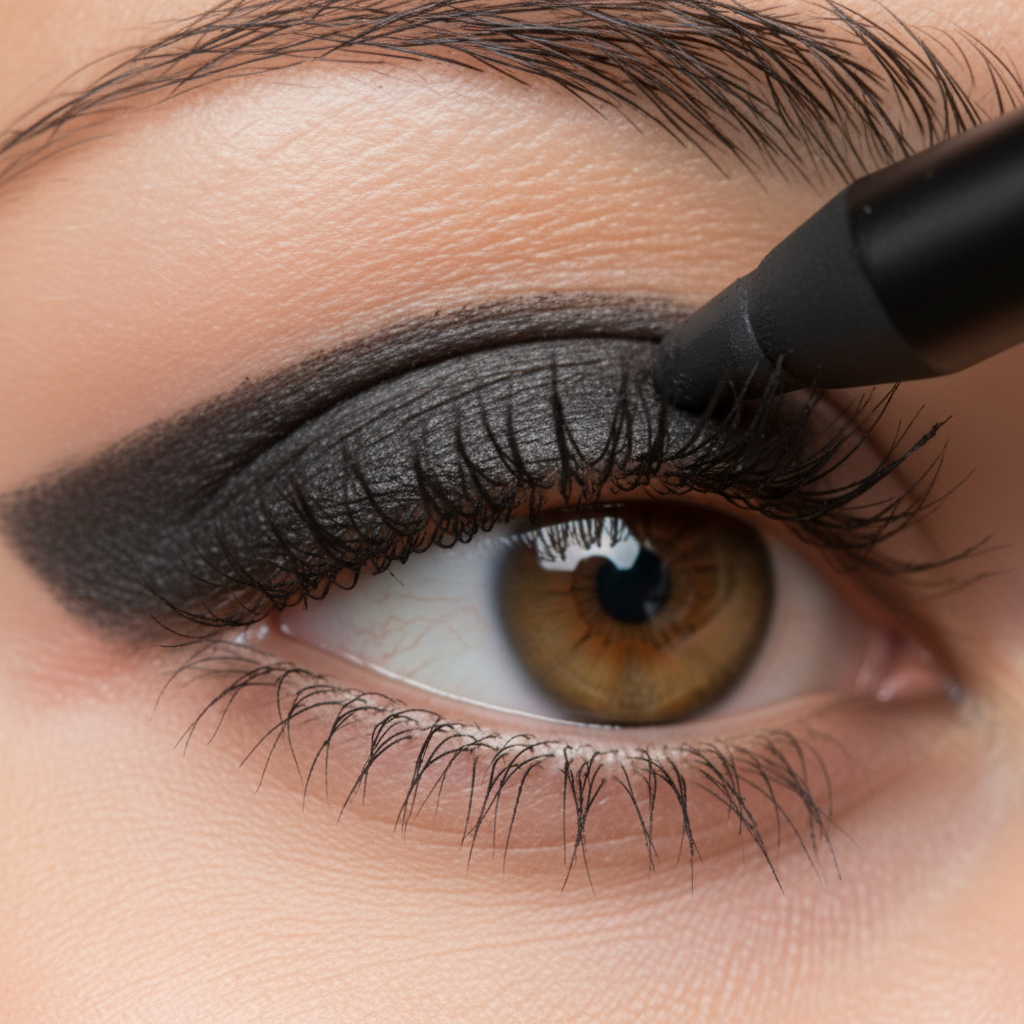 Шаг 2: Создание карандашной подложки вдоль линии ресниц